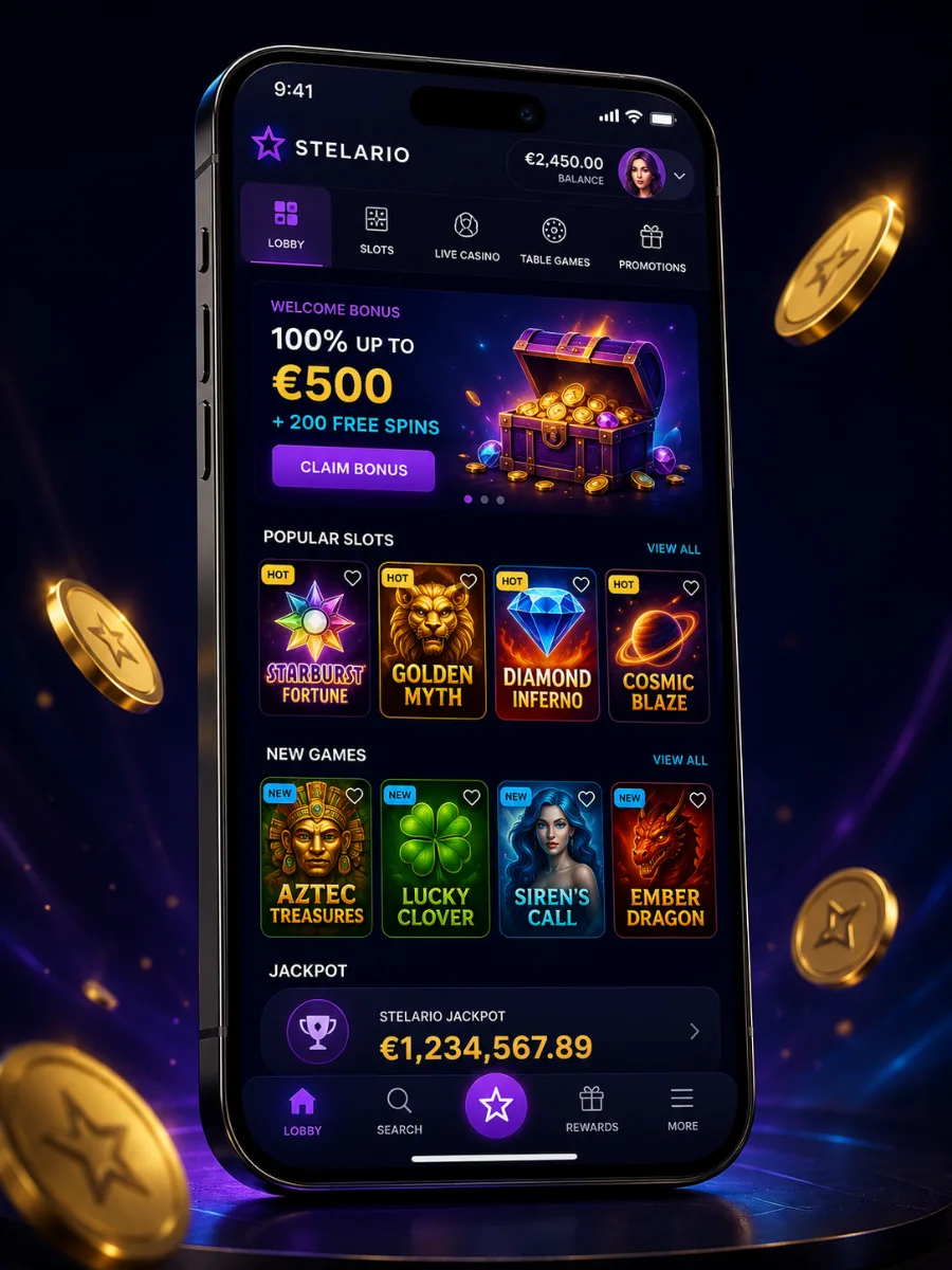Casinò mobile Stelario su smartphone