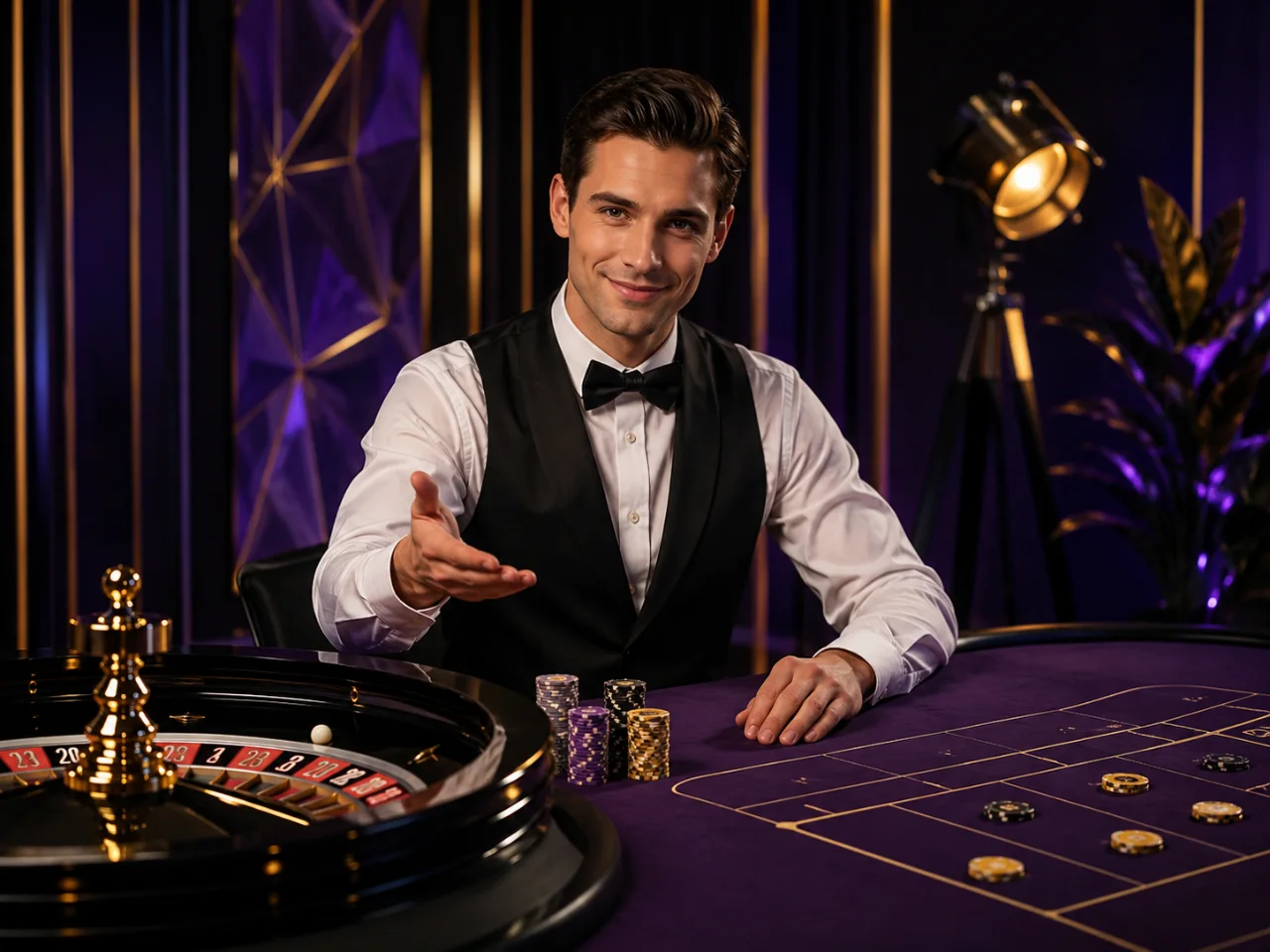 Casinò live Stelario con croupier reale al tavolo della roulette